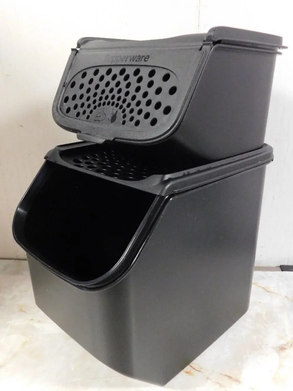 Tupperware Modular Mates Black Stacking Onion & Potato Keepers